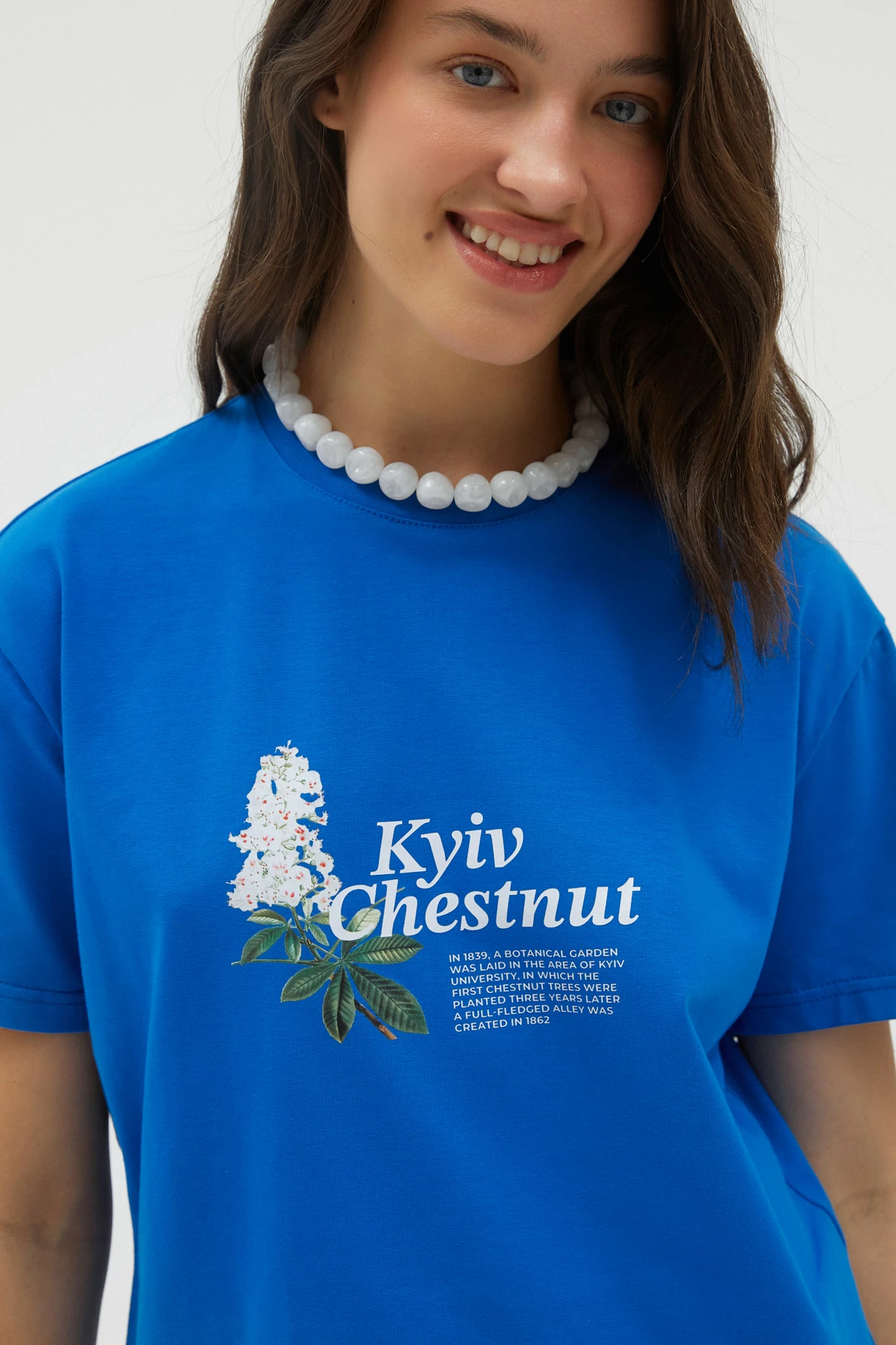 Blue T-shirt "Kyiv Chestnut" made of cotton, photo 4