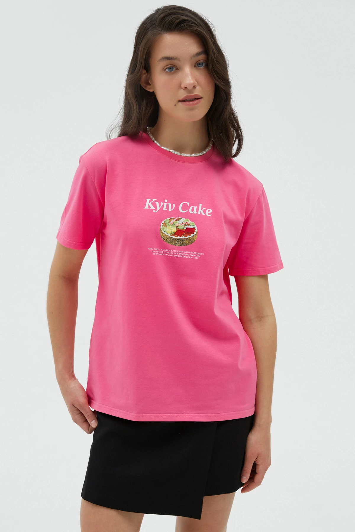 Pink T-shirt "Kyiv Cake" made of cotton, photo 3