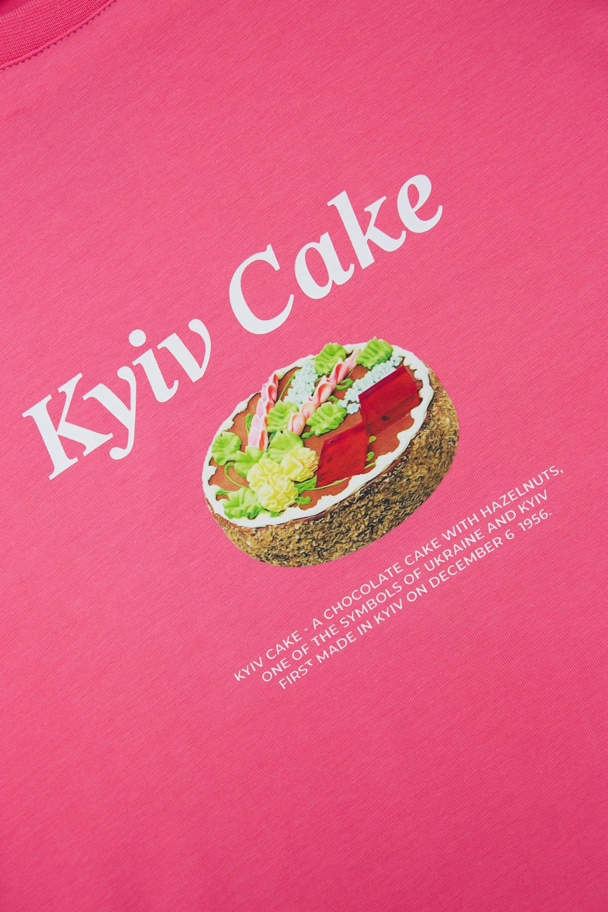 Pink T-shirt "Kyiv Cake" made of cotton, photo 4