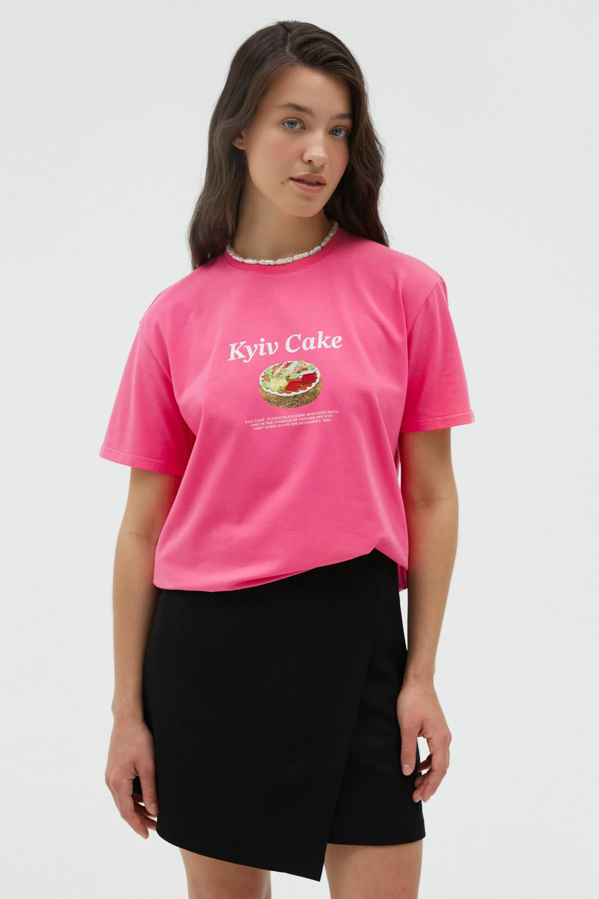 Pink T-shirt "Kyiv Cake" made of cotton, photo 5