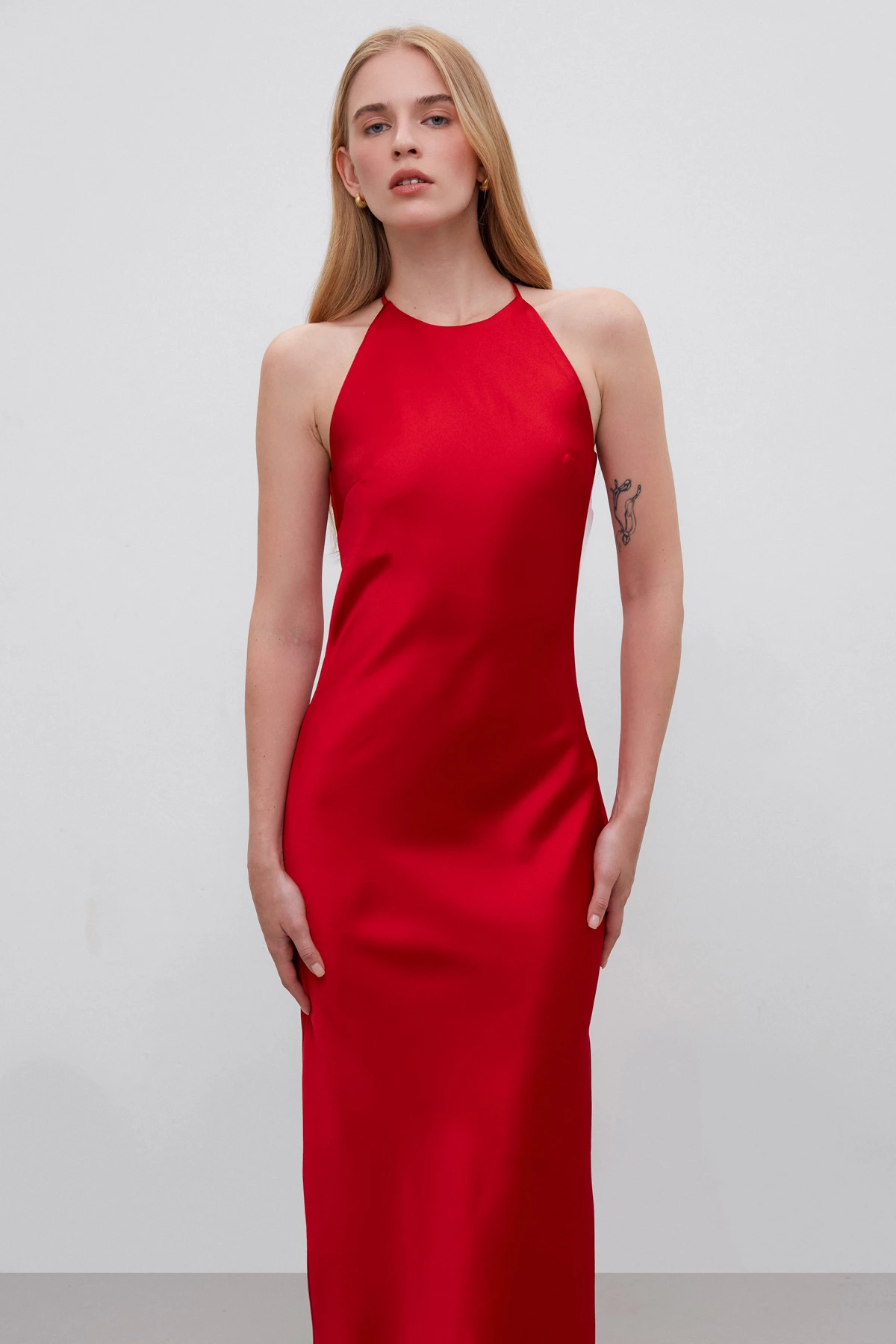 Червона сукня-комбінація міді зі щільного сатину, фото 1